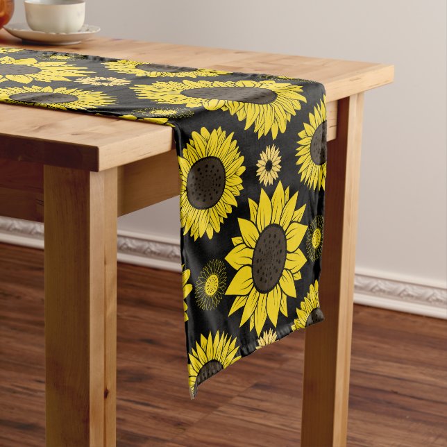 Sunflower 03.b Black BG Medium Table Runner (In Situ)