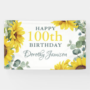 Sunflower 100th Birthday Party Banner