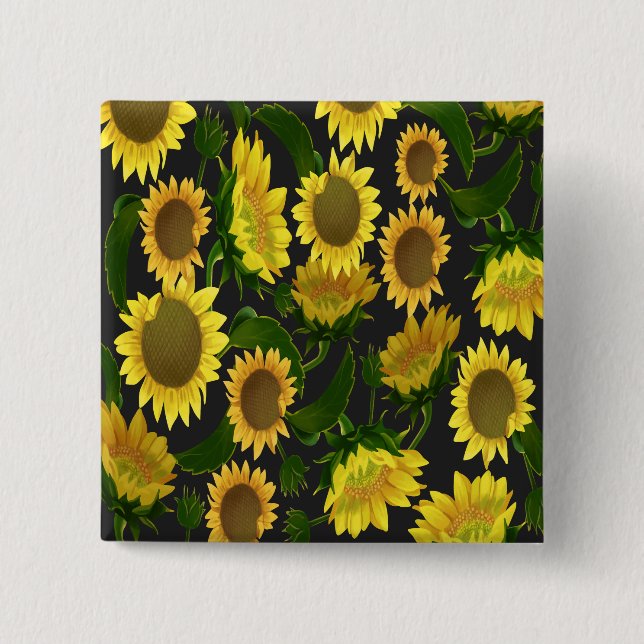Sunflower 15 Cm Square Badge (Front)