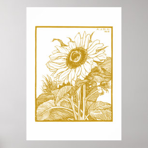 Sunflower (1919) Vintage Woodcut by Julie de Graag Poster