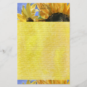 Sunflower 1 Watercolor Personalised Stationary Stationery