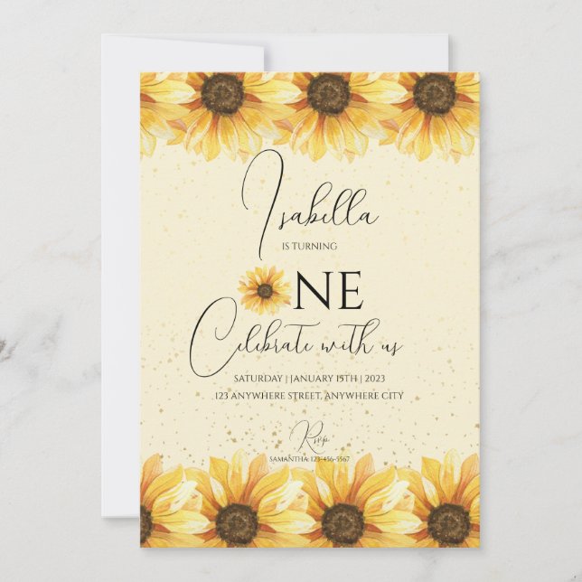 Sunflower 1st Birthday Party Invitation (Front)