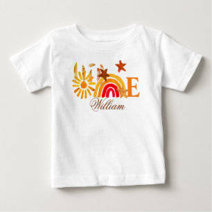 Sunflower 1st Birthday Watercolor Yellow Sun Baby T-Shirt