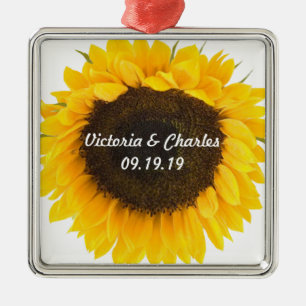 Sunflower 1st Christmas Wedding Gift Metal Tree Decoration