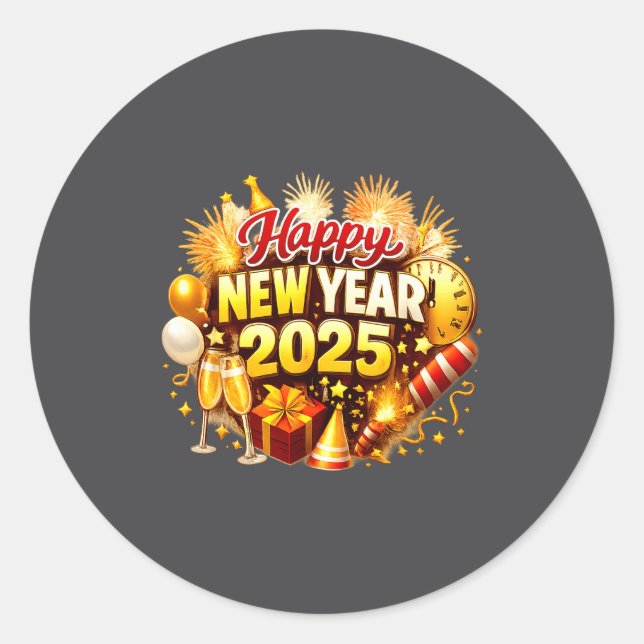 Sunflower 2026 Happy New Year Funny Bow Butterfly  Classic Round Sticker (Front)