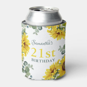 Sunflower 21st Birthday Party Can Cooler