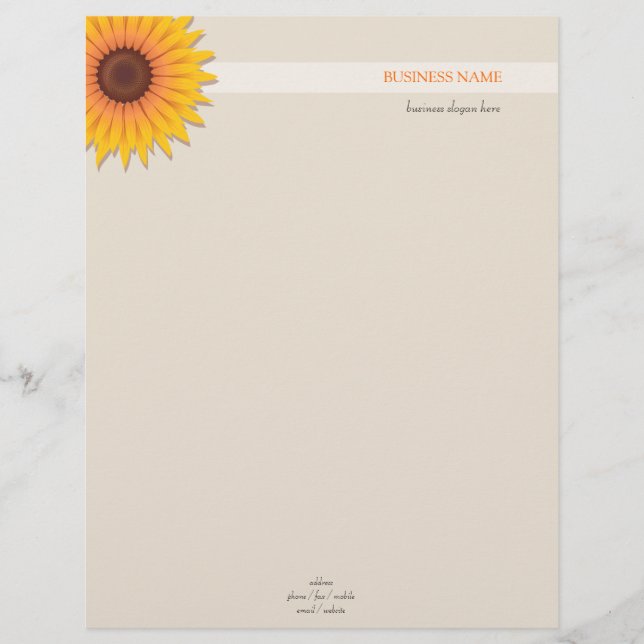 Sunflower 2 personalised letterhead (Front)