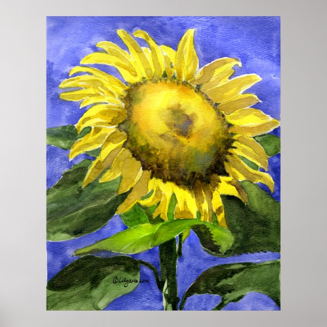 Sunflower 2 Watercolor Painting Art Print (Front)