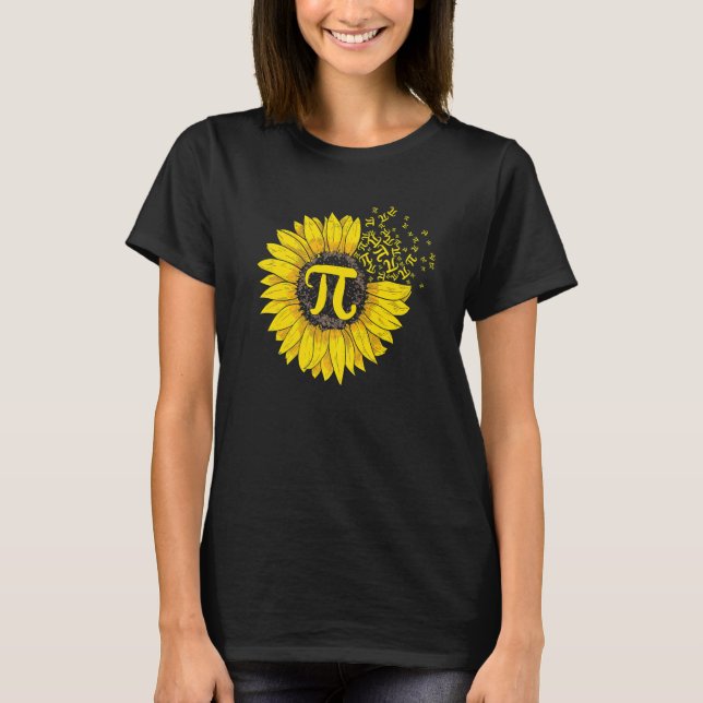 Sunflower 3 14 Pi Number Symbol 100th day of Schoo T-Shirt (Front)