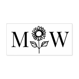 Sunflower #3 Couple Wedding 2 Initial Monogram Self-inking Stamp