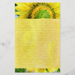 Sunflower 3 Watercolor Personalised Stationary Stationery