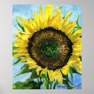 Sunflower 4 Watercolor Painting Art Poster Print
