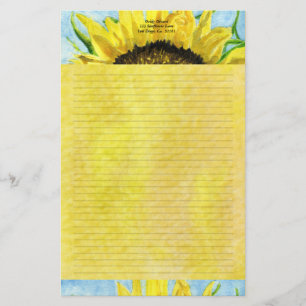 Sunflower 4 Watercolor Personalised Stationary Stationery