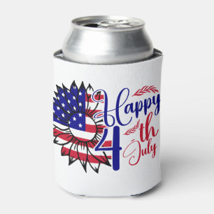 Sunflower 4th of July  Can Cooler