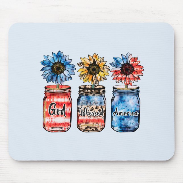 Sunflower 4th of July | God Blessed America Mouse Mat (Front)
