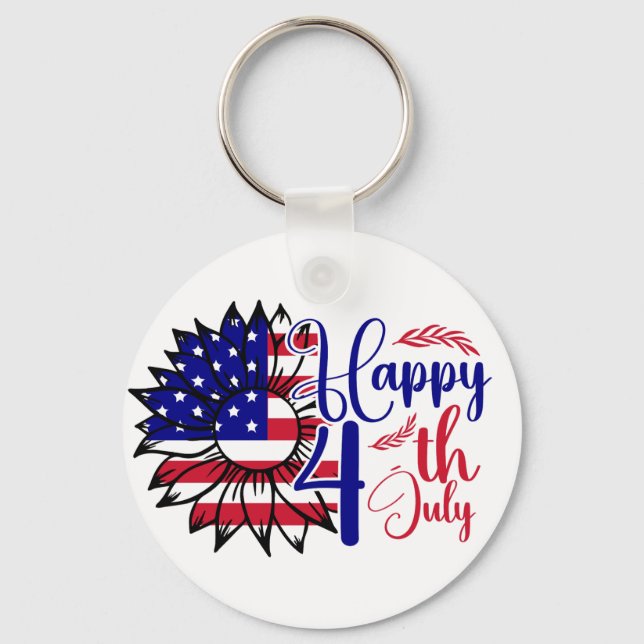 Sunflower 4th of July  Key Ring (Front)