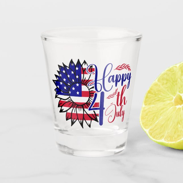 Sunflower 4th of July  Shot Glass (Front)