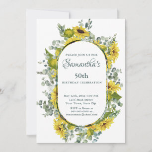 Sunflower 50th Birthday  Invitation