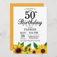 Sunflower 50th Birthday Invitation