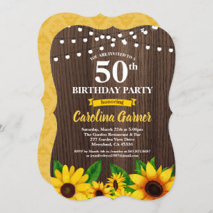 Sunflower 50th birthday invitation. Any age Invitation