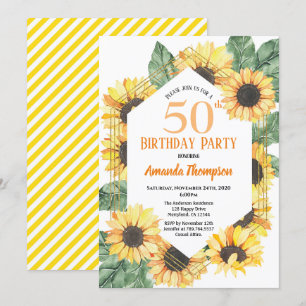 Sunflower 50th Birthday Party Celebration Invitation