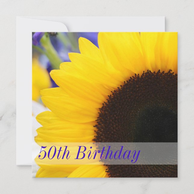 Sunflower 50th Birthday Party Invitations (Front)