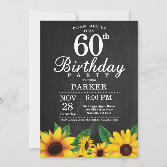 Sunflower 60th Birthday Invitation (Front)