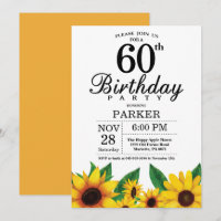 Sunflower 60th Birthday Invitation