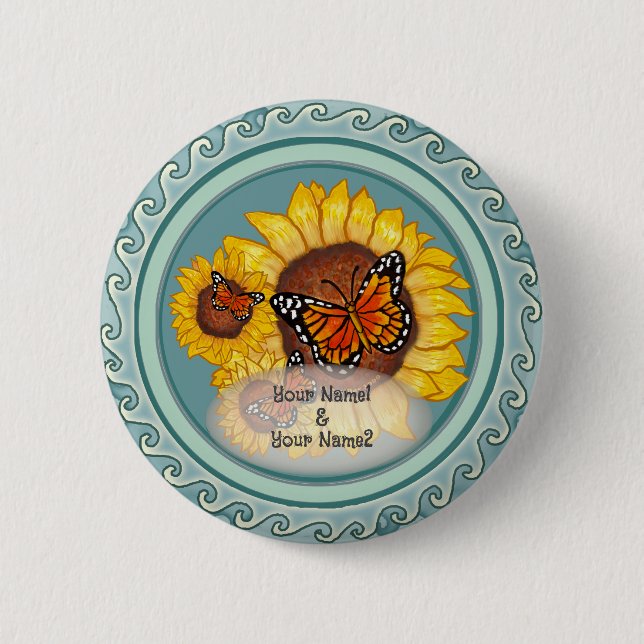 Sunflower  6 cm round badge (Front)