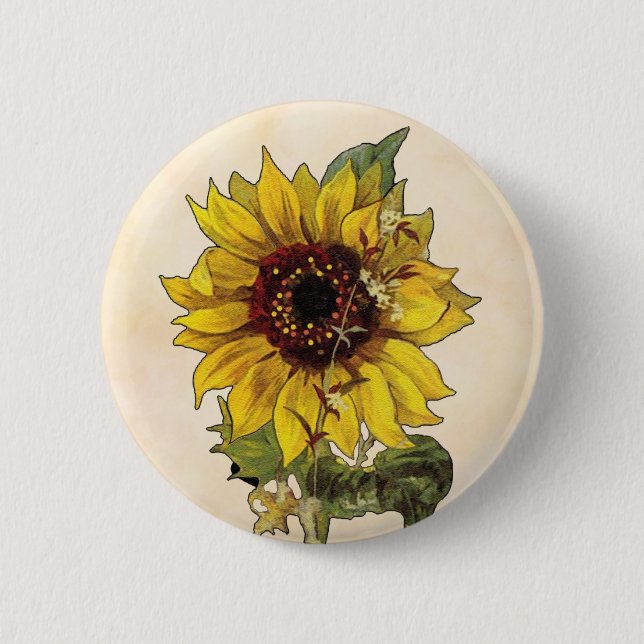 Sunflower 6 Cm Round Badge (Front)