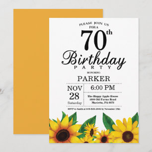 Sunflower 70th Birthday Invitation