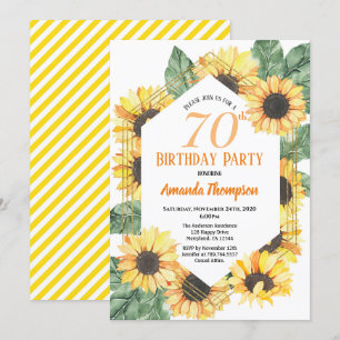 Sunflower 70th Birthday Party Celebration Women Invitation