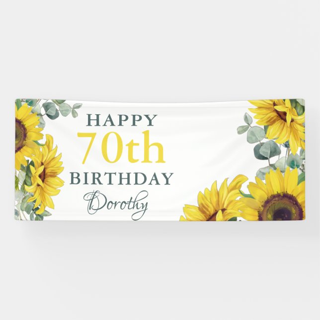 Sunflower 70th Birthday Party Photo Banner (Horizontal)
