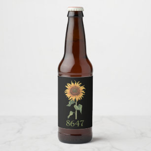 Sunflower 8647 86 47 Subtle Anti Trump Floral Boho Beer Bottle Label