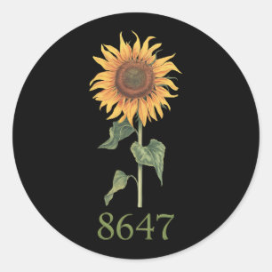 Sunflower 8647 86 47 Subtle Anti Trump Floral Boho Classic Round Sticker