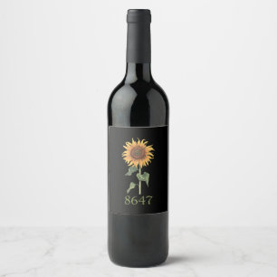 Sunflower 8647 86 47 Subtle Anti Trump Floral Boho Wine Label