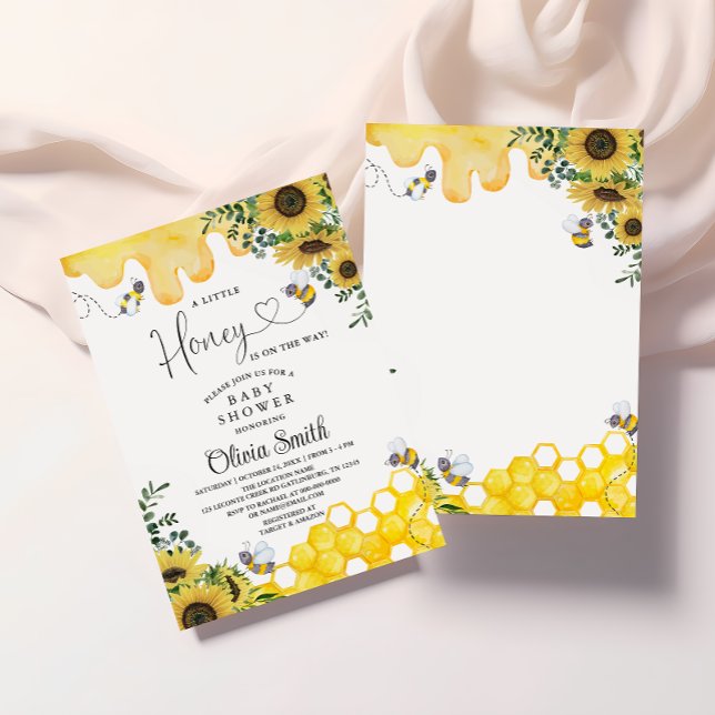 Sunflower a Little Honey Bee Baby Shower Invitation (Creator Uploaded)
