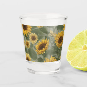 Sunflower Abstract #337 Shot Glass