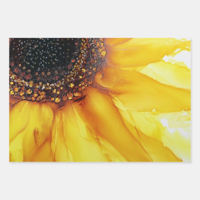 Sunflower Abstract Art Wrapping Paper Sheet (Front)