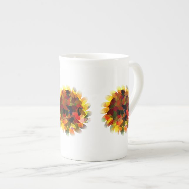 SUNFLOWER ABSTRACT BONE CHINA MUG (Front Right)