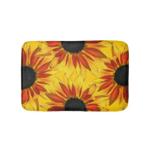 Sunflower Abstract Flower Bath Mats