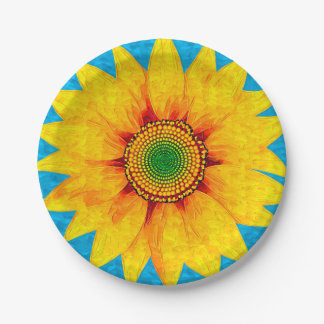Sunflower | Abstract Painting Art Paper Plate
