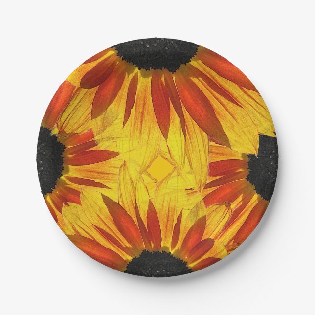 Sunflower Abstract Paper Plates (Front)