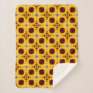 Sunflower Abstract Pattern Small Sherpa Blanket