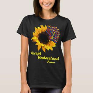 Sunflower Accept Understand Love Autism Awareness T-Shirt