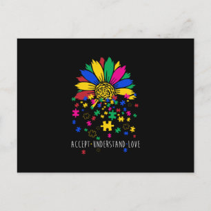 Sunflower Accept Understand Love World Autism Awar Announcement Postcard