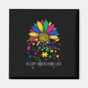 Sunflower Accept Understand Love World Autism Awar Magnet