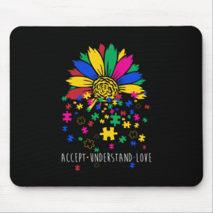 Sunflower Accept Understand Love World Autism Awar Mouse Mat