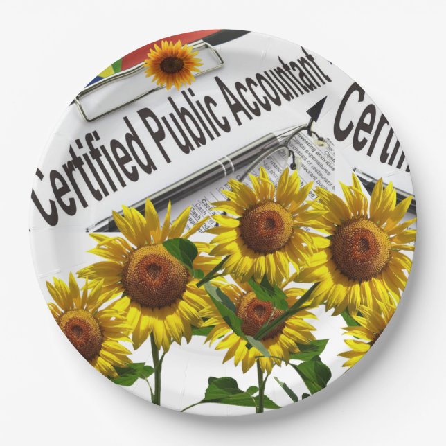 Sunflower Accountant Paper Plates (Front)