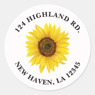 Sunflower Address Classic Round Sticker